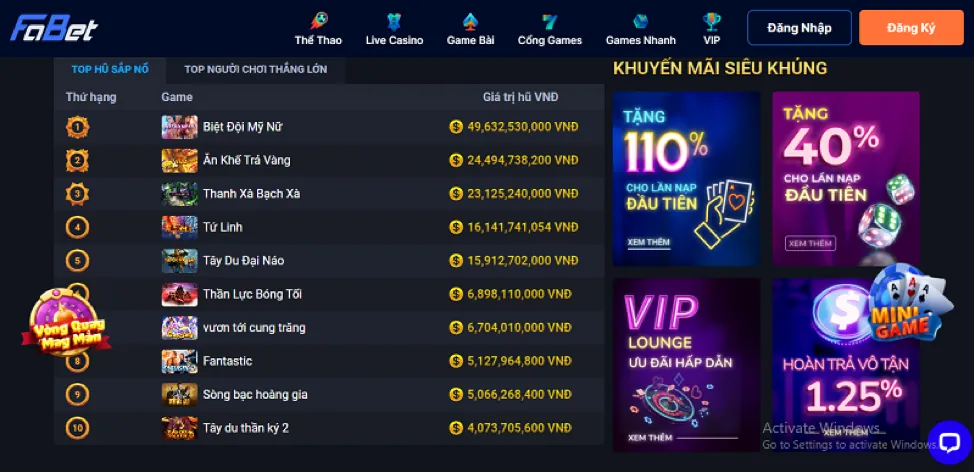 Hình ảnh ưu đãi và vòng quay miễn phí slot